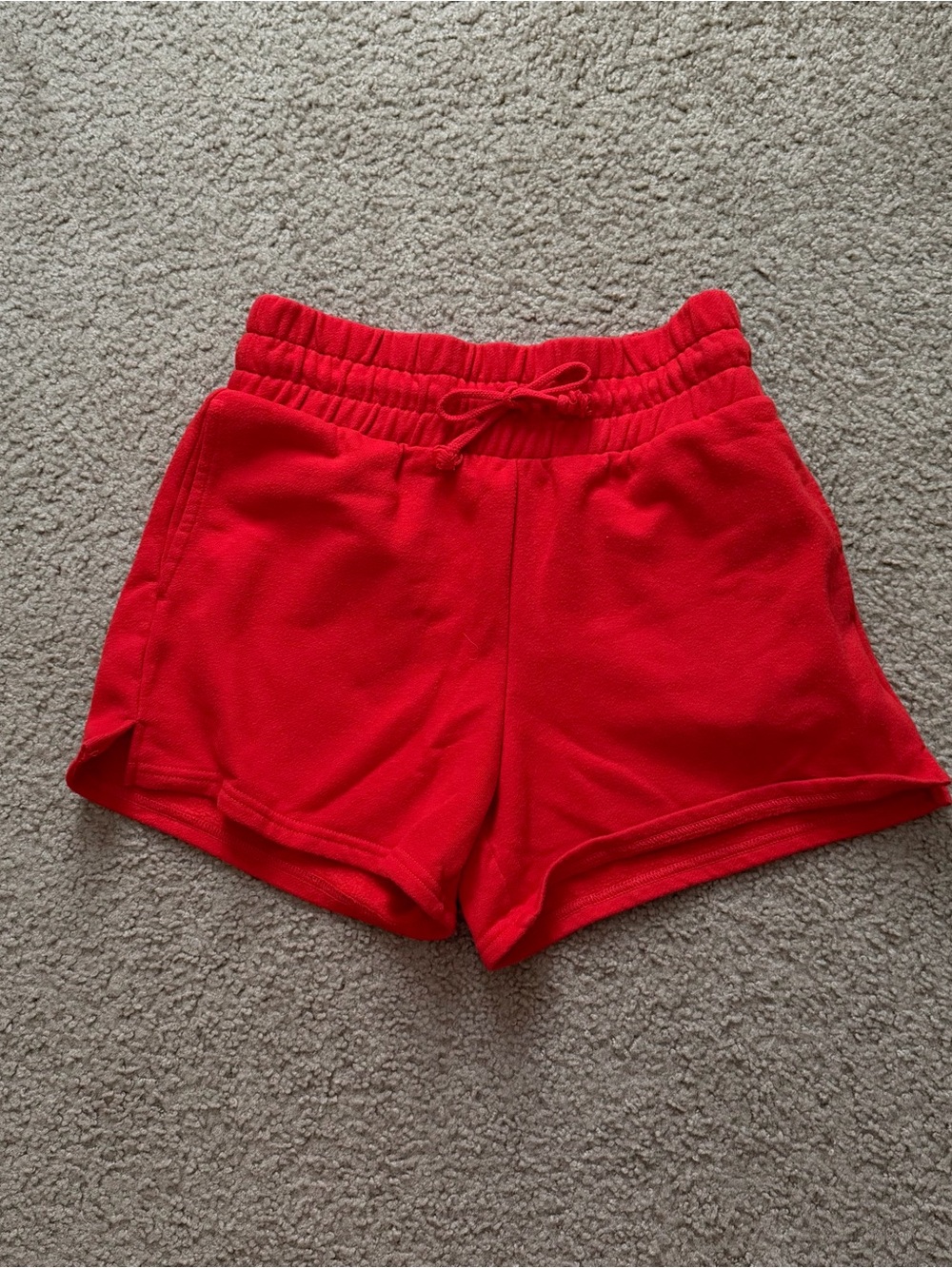 Women's Red Elastic-Waist Sweat Shorts